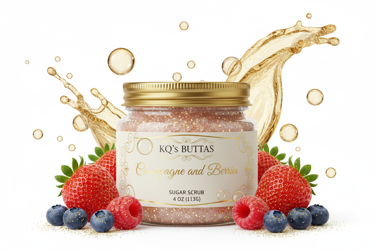KQ's BUTTAs 4 oz Champagne and Berries sugar scrub