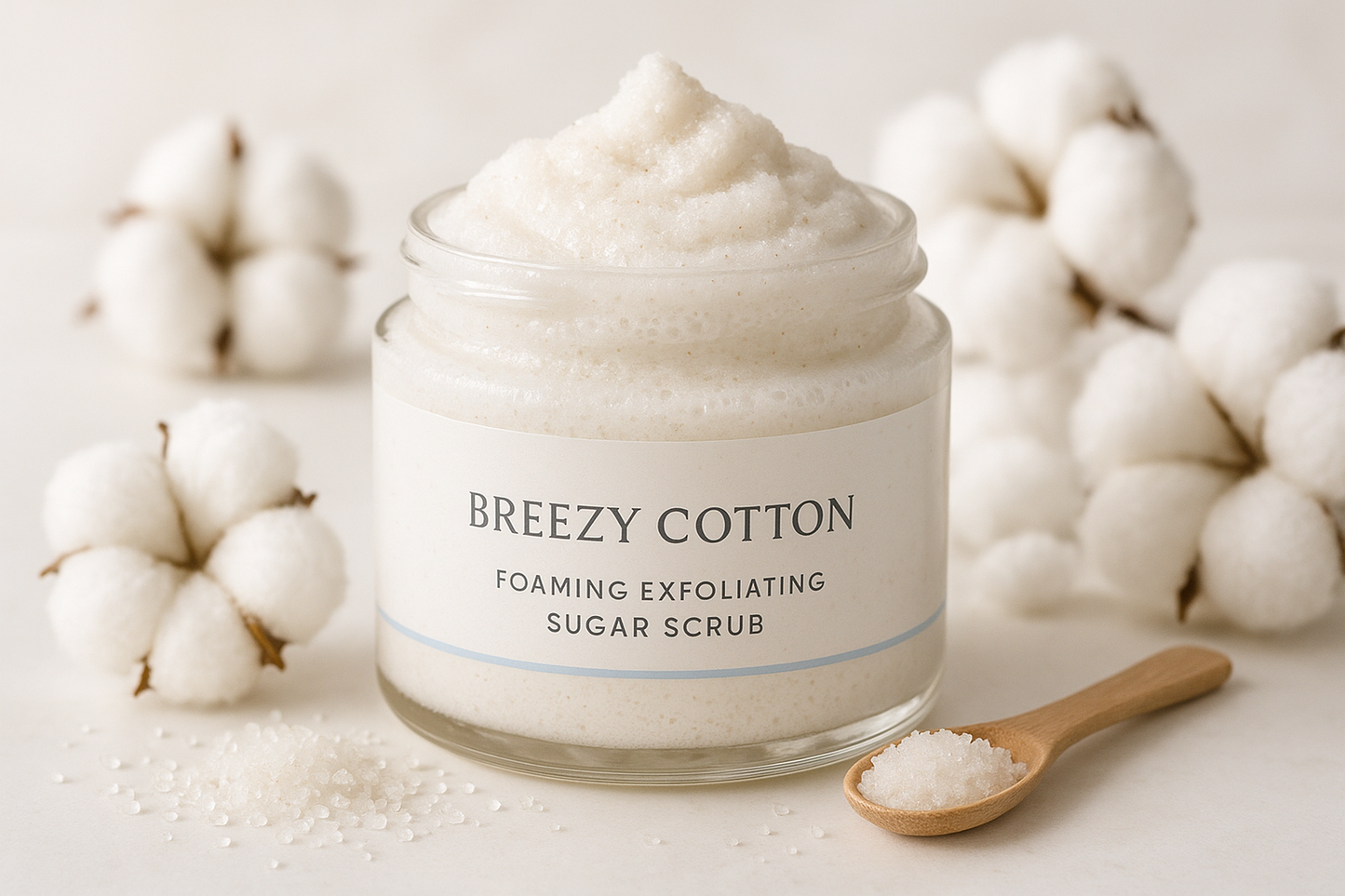 KQ's BUTTAs Breezy Cotton Foaming Exfoliating Sugar Scrub