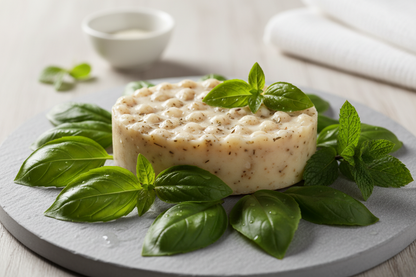 basil and mint massage soap bar add basil and peppermint to image