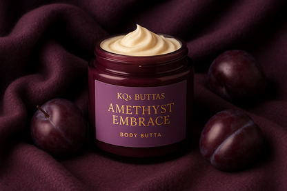 KQs BUTTAs Amethyst Embrace Body Butta embraced by cashmere and plums