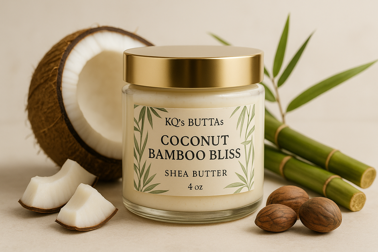 KQ's BUTTAs Coconut Bamboo Bliss Shea Butter 4 oz