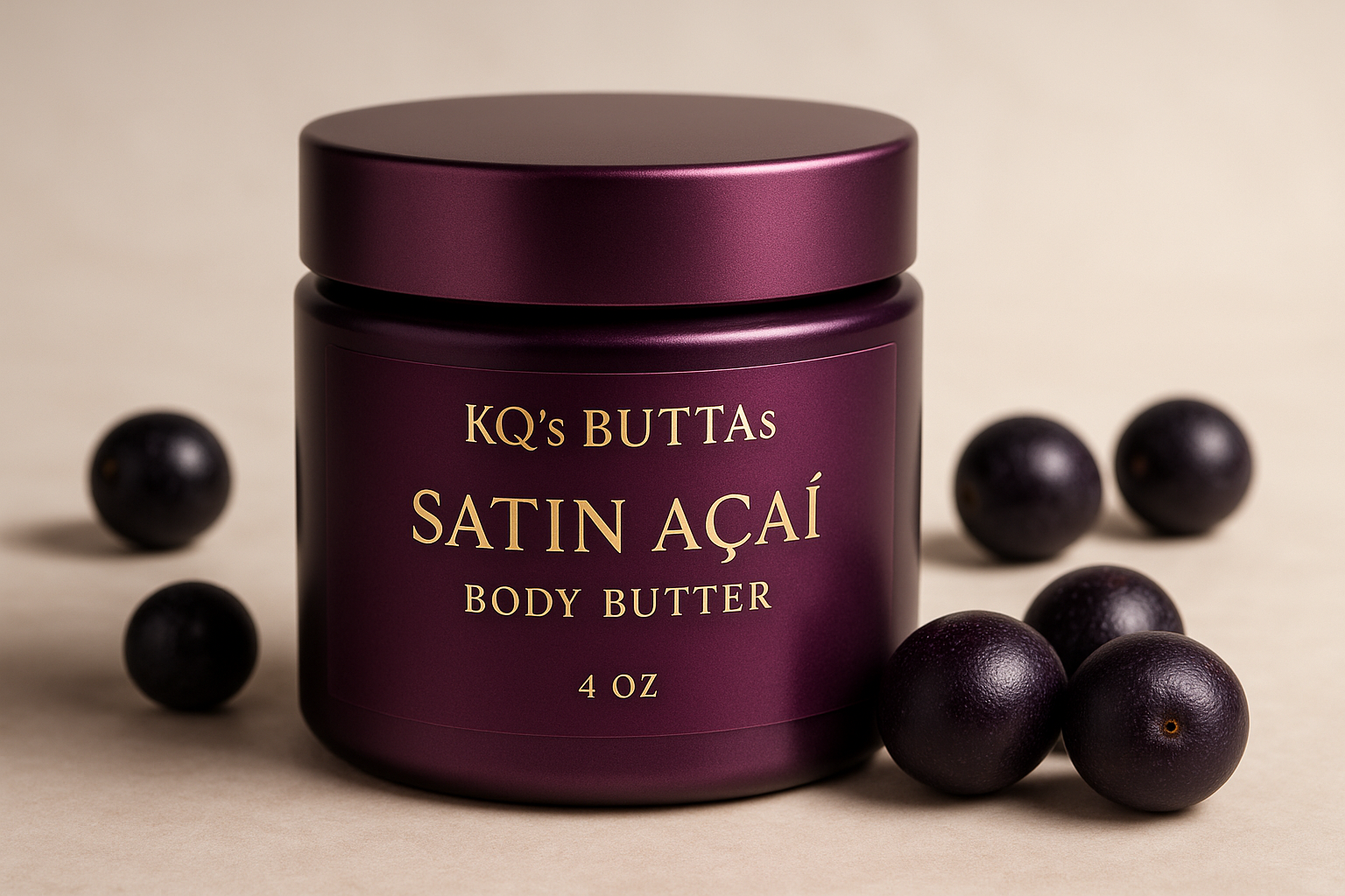 KQ's BUTTAs Satin Acai 4oz Body Butter